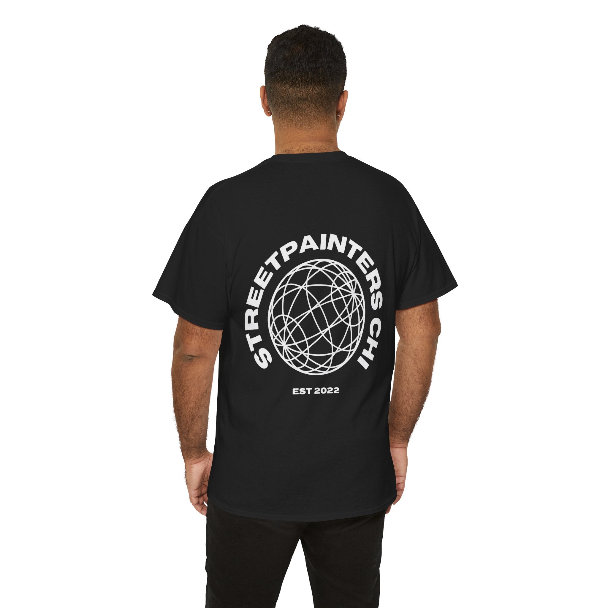 Streetpainters Club Tee — Graphic Black Globe T-Shirt (EST 2022)
