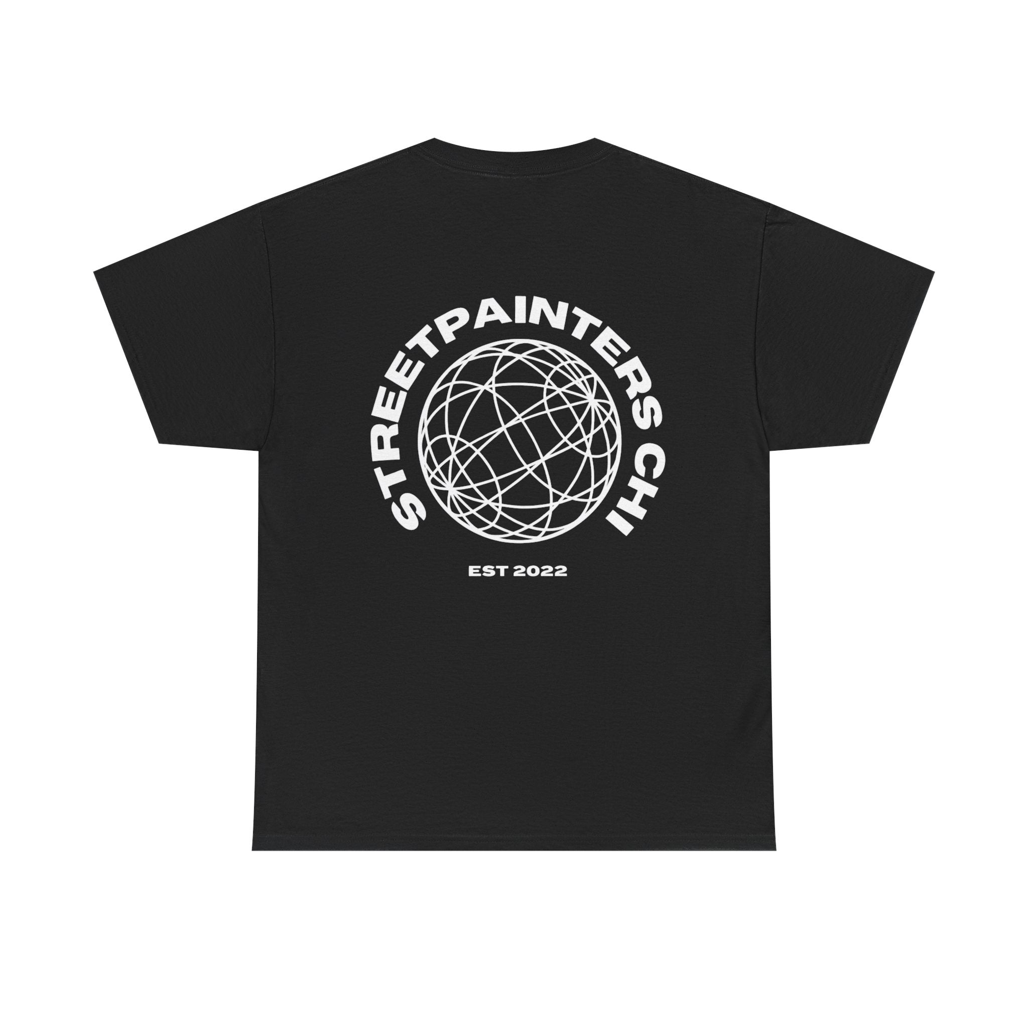 Streetpainters Club Tee — Graphic Black Globe T-Shirt (EST 2022)