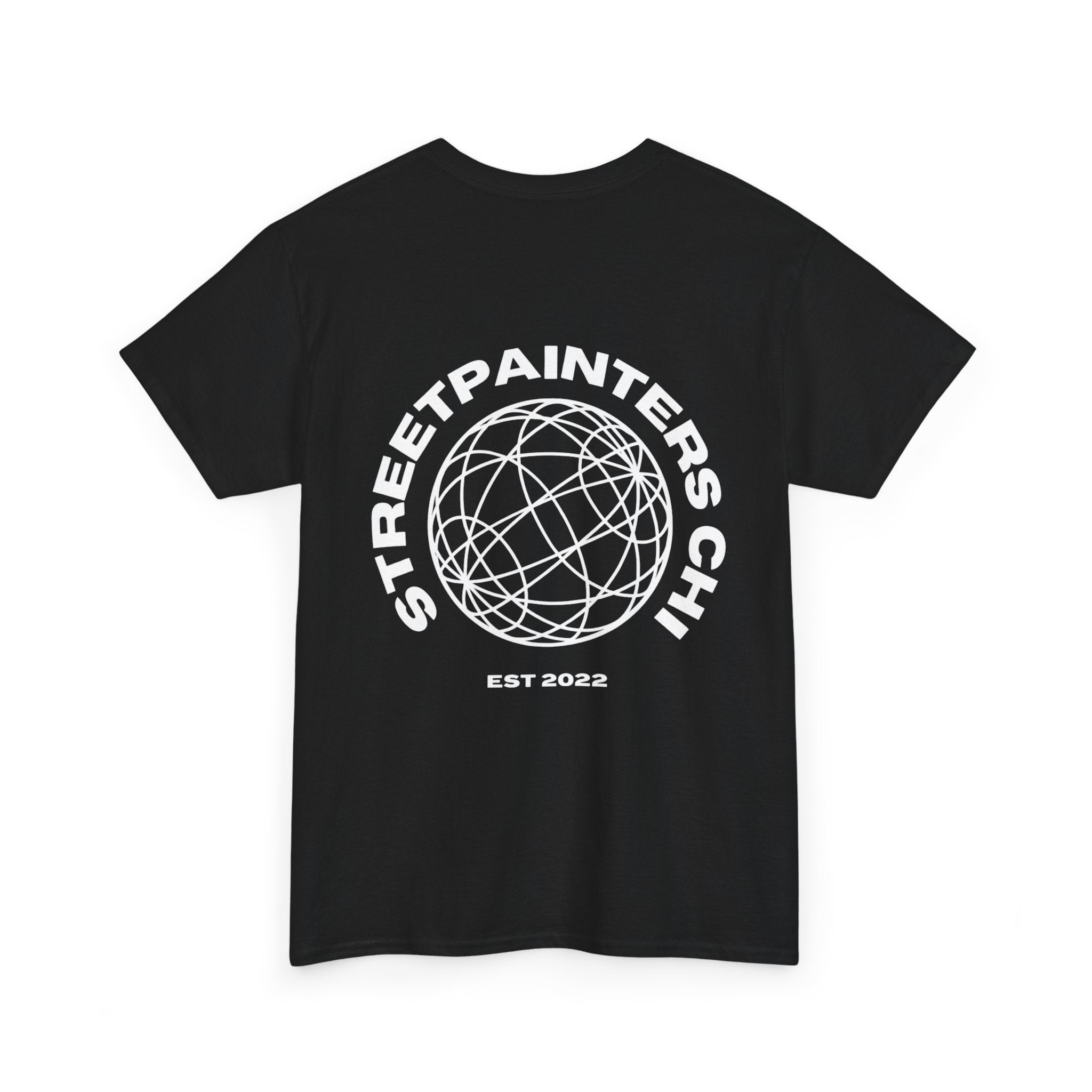 Streetpainters Club Tee — Graphic Black Globe T-Shirt (EST 2022)